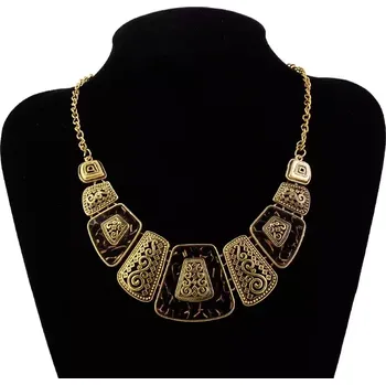 Náhrdelník Bižuterní náhrdelník Vintage Wood Zlato-hnědý