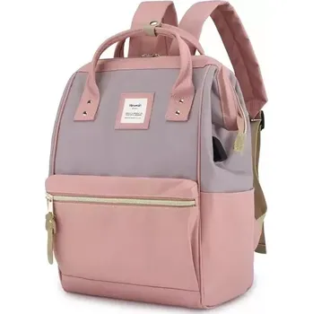 Himawari studentský dámský batoh USB port Holly Šedo-růžový 19L