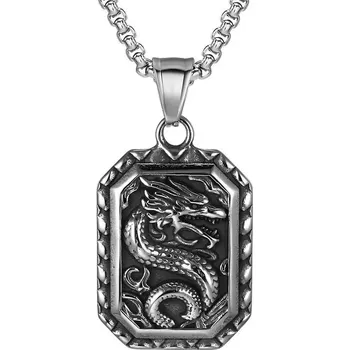 Přívěsek Přívěsek z chirurgické oceli Známka s drakem - Model BEZ ŘETÍZKU (pouze přívěsek)