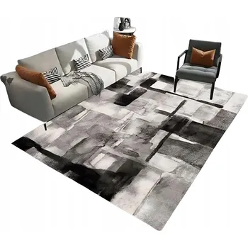 Koberec KOBEREC ŠEDÝ 220X160 BCF BÍLÝ LUXURY MODERNÍ DO OBÝVACÍHO POKOJE PROTISKLUZOVÝ