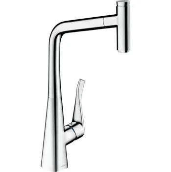 Vodovodní baterie Hansgrohe Metris Select M71 kuchyňská páková baterie 320, EcoSmart, vytahovatelný výtok, 1jet, chrom 14786000