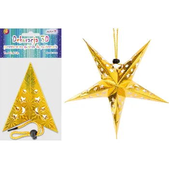 Vánoční dekorace Hologramová hvězda zlatá, velikost 30cm