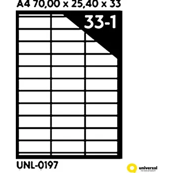 Papír Samolepicí etikety A4 70 x 25.4 x 33, 100 listů