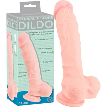 Dildo Lékařský silikonový dildo (24 cm) - přírodní