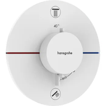 Vodovodní baterie Hansgrohe ShowerSelect Comfort S Termostat pod omítku pro 2 spotřebiče se zabudovanou bezpečnostní kombinací podle EN1717, matná bílá 15556700