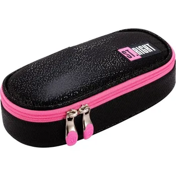 Penál Penál oválný Black Glitter, rozměry: 230 x 105 x 55 mm