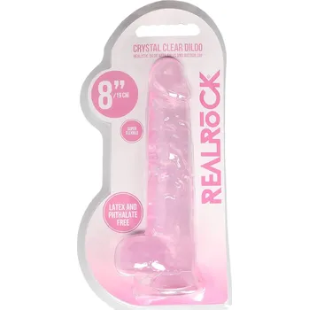 Dildo REALROCK - průhledný realistický dildo - růžový (19 cm)