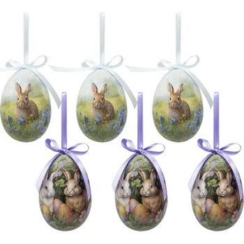 Vánoční ozdoba Clayre & Eef - Sada šesti velikonočních ozdob EGG 65912