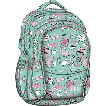 Dětský batoh Studentský batoh St.RIGHT - PASTEL LAMAS, 4 komorový, BP01, rozměry: 43 x 32 x 21 cm