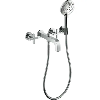 Vodovodní baterie AXOR Citterio 3-otvorová vanová baterie pod omítku, pro nástěnnou montáž, s rukojeťmi ve tvaru kříže a rozetami, chrom 39447000