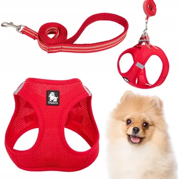 Vodítko pro psa POSTROJ + VODÍTKO PRO MALÉHO PSA NEBO KOČKU, LEHKÝ TRUELOVE MINI ČERVENÝ XXS SET