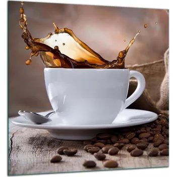 Kuchyňské prkénko SKLENĚNÁ OCHRANNÁ DESKA / PANEL S LEPIDLEM 60x65 KÁVA Tvrzené Sklo do Kuchyně 7v1