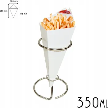 Jednorázové nádobí Kornoutky na hranolky s omáčkou BÍLÉ - objem 300 g / 100 ks