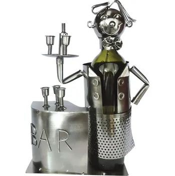 Stojan na víno Kovový stojan na víno, motiv barman