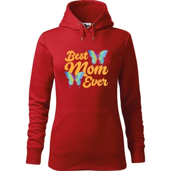 Dámská mikina DOBRÝ TRIKO Dámská mikina s potiskem Best mom motýlci Velikost dámské mikiny: L, Barva: Červená
