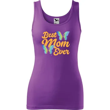 DOBRÝ TRIKO Dámské tílko s potiskem Best mom motýlci Velikost: M, Barva: Fialová