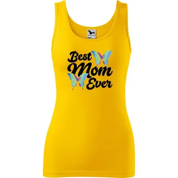Dámské oblečení DOBRÝ TRIKO Dámské tílko s potiskem Best mom motýlci Velikost: 2XL, Barva: Žlutá