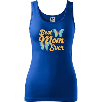 DOBRÝ TRIKO Dámské tílko s potiskem Best mom motýlci Velikost: XS, Barva: Královsky modrá