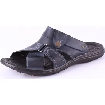 Pánské sandále Pánské celokožené sandály a papuče v jednom - modré, VELIKOST 43