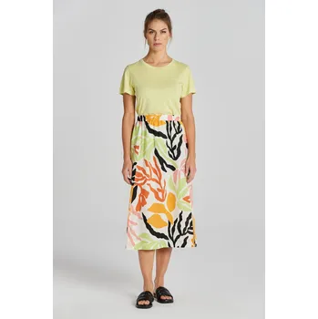 Dámská sukně SUKNĚ GANT REL MID PALM PRINT LINEN SKIRT MEDAL YELLOW