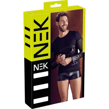 Pánské erotické prádlo NEK - pánkový dlouhý rukáv pro muže (černý) - XL