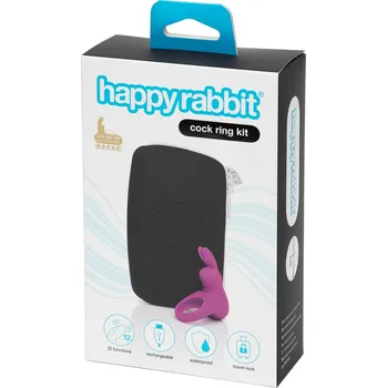 Happyrabbit Cock Kit - vibrační kroužek na penis se skladovacím pouzdrem (fialová)