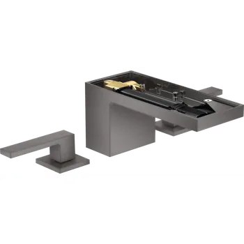 Vodovodní baterie AXOR MyEdition 3-otvorová umyvadlová baterie 70 s odtokovou soupravou Push-Open bez destičky, kartáčovaný černý chrom 47052340