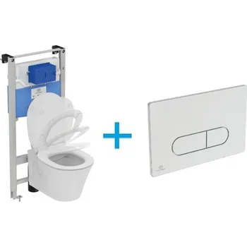 Klozet Ideal Standard Connect Air WC Set - Závěsné WC AQUABLADE s instalačním systémem ProSys, ovládací tlačítko chrom, sedátko se SoftClose
