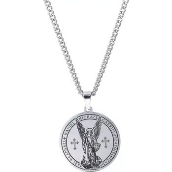 Náhrdelník Přívěsek z chirurgické oceli Amulet Sedm archandělů - Stříbrný - Model včetně řetízku 3mm/ 60 cm