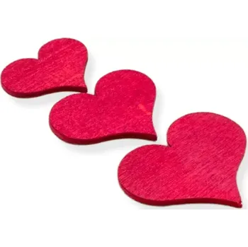 Dřevěná srdce červená - sada 9 ks