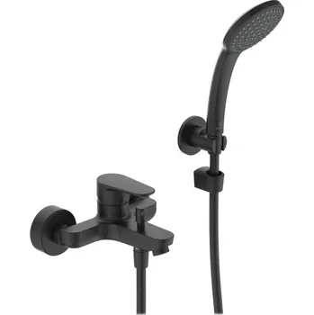 Vodovodní baterie Ideal Standard Cerafine O - Vanová baterie nástěnná se sprchovým setem, hedvábná černá BC706XG