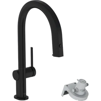 Vodovodní baterie Hansgrohe Aqittura M91 FilterSystem 210, vytažitelný výtok, 1jet, matná černá 76803670