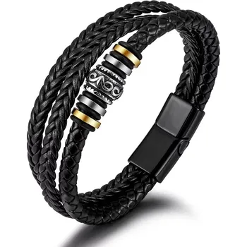 Náramek Pánský ocelový náramek Love you Forever Černý 21 cm