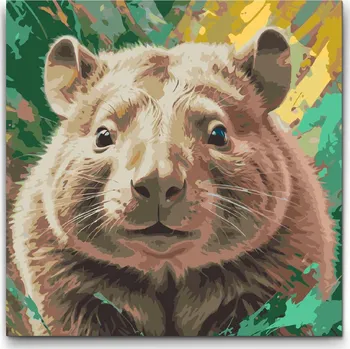 Malování podle čísel - Wombat v odstínech tlumené zelené Velikost: 50x50cm, Rámování: Pouze srolované plátno