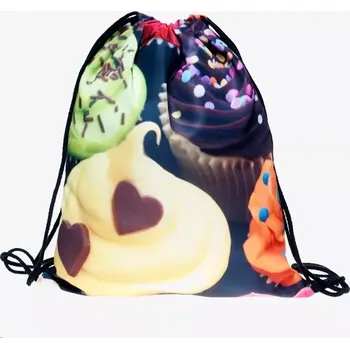 Školní sáček Plátěný vak s 3D potiskem Sweet Cupcakes