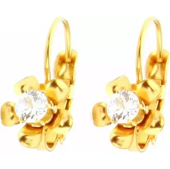 Náušnice Visací ocelové náušnice s kytičkou Zlaté