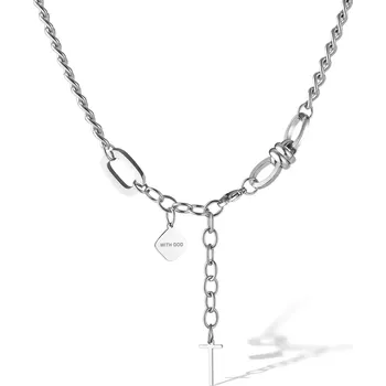 Náhrdelník Dámský Ocelový náhrdelník Niche Cross Stříbrný