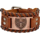 Vintage široký viking náramek Erb jelení hlava Hnědý