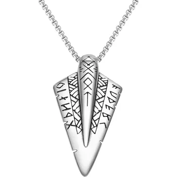 Přívěsek Přívěsek z chirurgické oceli Vikingský hrot šípu - Model včetně řetízku 2.5 mm/ 56 cm