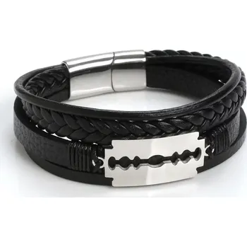 Náramek Punkový ocelový náramek Žiletka 21cm