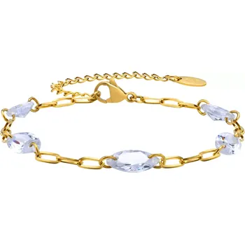 Náramek Dámský ocelový náramek s krystaly Zoélie Zlatý