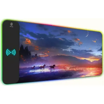 Podložka pod myš Huado RGB podložka pod myš s bezdrát nabíjením 15W Plemenní hřebci