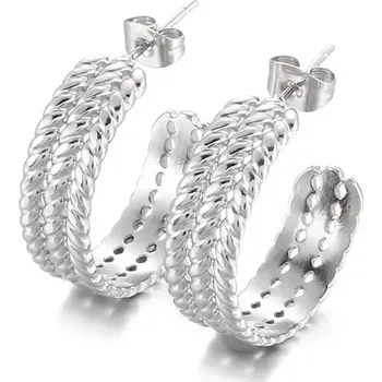 Náušnice Ocelové Náušnice půlkruhy Vangel Stříbrné