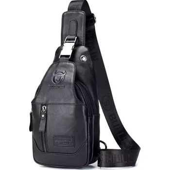Bullcaptain kožená taška přes rameno Tarald Černá 5L