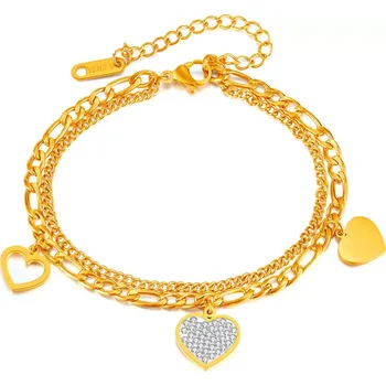 Náramek Dámský Dvojitý náramek z nerezové oceli Figaro Zlatý