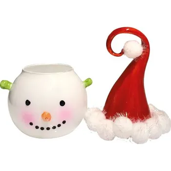 Vánoční dekorace Skleněná dóza sněhulák, výška 24cm