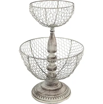 Věšák Clayre & Eef - Dvoupatrový kovový stojan s košíky 6Y5412