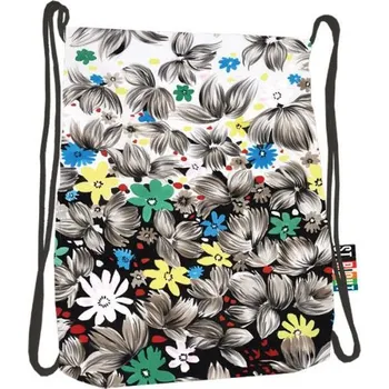 Dětský batoh Batoh na šňůrky, na přední straně kapsička na zip, St.RIGHT-Flowers Black,rozměry34 x 43cm