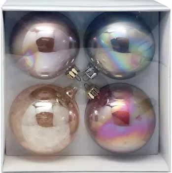 Vánoční ozdoba Vánoční koule duhové - sada 4 ks