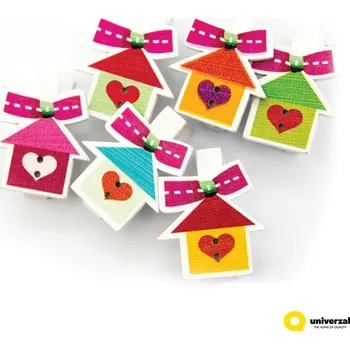 Vánoční dekorace Dekorativní kolíčky s domečky, 6 ks